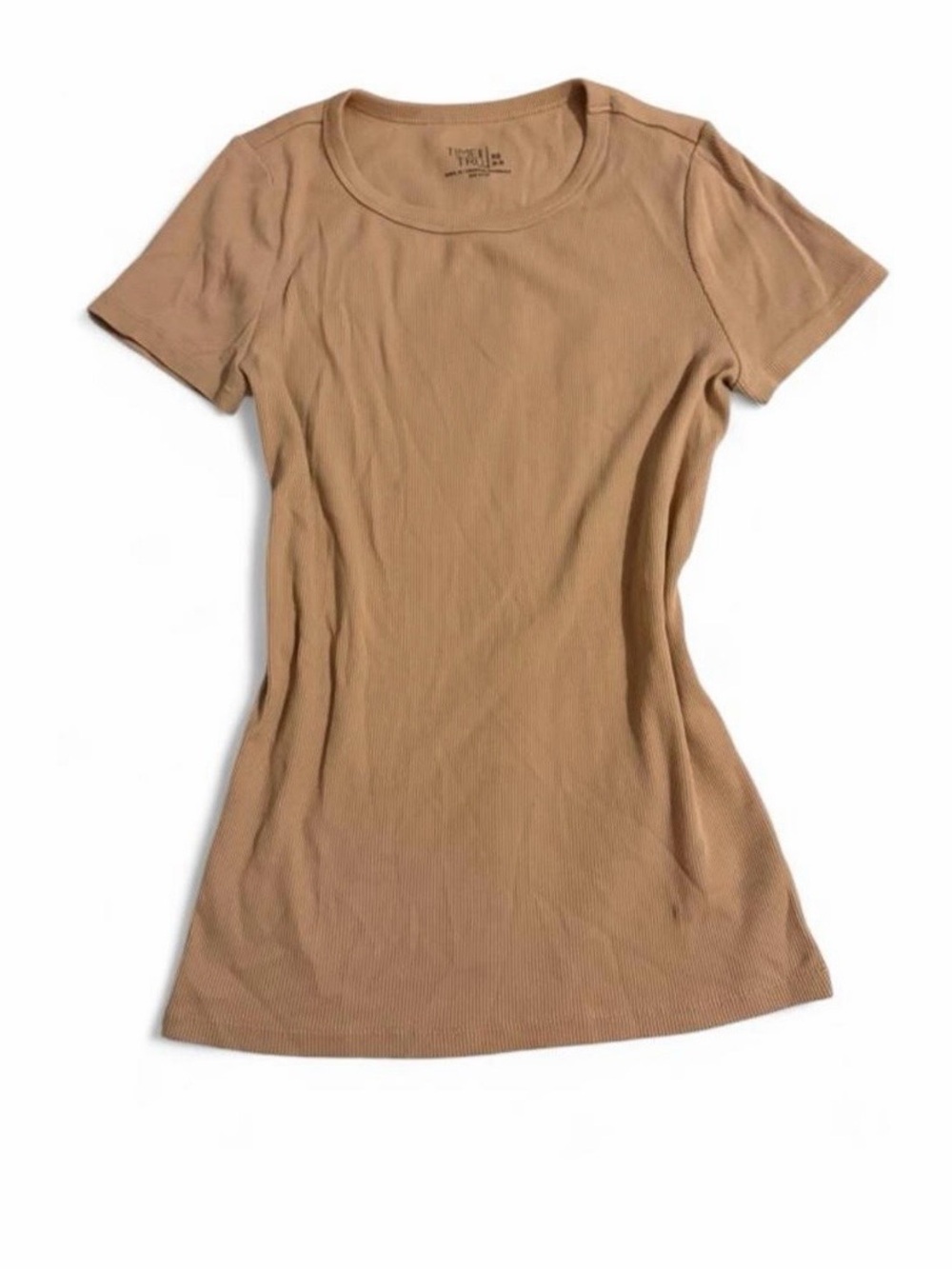 Time and Tru Tan Ribbed Short-Sleeve Tee +FREE Squishy cube